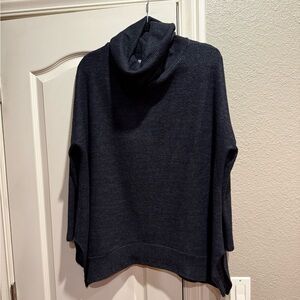 Goldspark asymmetrical split hem cowl neck charcoal grey sweater